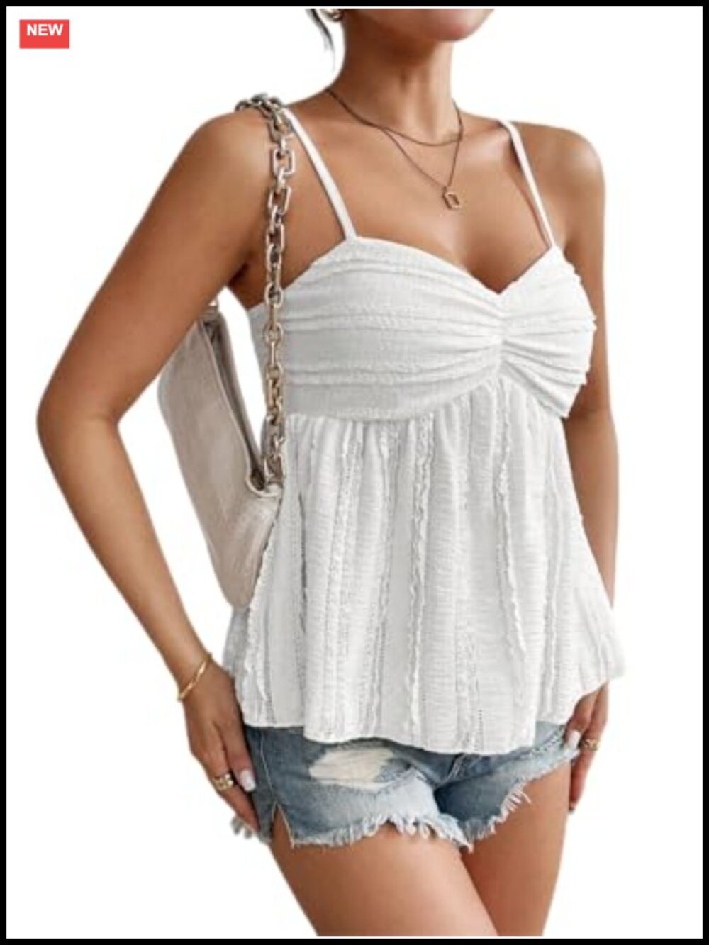Women's Peplum Tank Top Lace Babydoll V-Neck Spaghetti Strap Cami